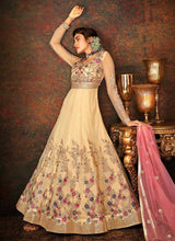 Load image into Gallery viewer, Beige and Gold Floral Embroidered Kalidar Anarkali fashionandstylish.myshopify.com