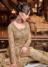 Load image into Gallery viewer, Beige and Gold Heavy Embroidered Lehenga fashionandstylish.myshopify.com