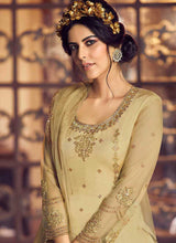 Load image into Gallery viewer, Beige and Gold Heavy Embroidered Lehenga/ Pant Style Suit fashionandstylish.myshopify.com