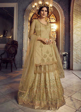 Load image into Gallery viewer, Beige and Gold Heavy Embroidered Lehenga/ Pant Style Suit fashionandstylish.myshopify.com