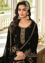 Load image into Gallery viewer, Black Color Heavy Embroidered Gharara Style Suit