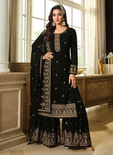 Load image into Gallery viewer, Black Color Heavy Embroidered Gharara Style Suit