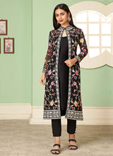 Load image into Gallery viewer, Black Embroidered Jacket Style Pant Suit