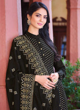 Load image into Gallery viewer, Black Embroidered Stylish Straight Pant Suit fashionandstylish.myshopify.com
