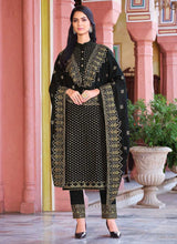 Load image into Gallery viewer, Black Embroidered Stylish Straight Pant Suit fashionandstylish.myshopify.com
