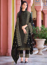 Load image into Gallery viewer, Black Embroidered Stylish Straight Pant Suit fashionandstylish.myshopify.com