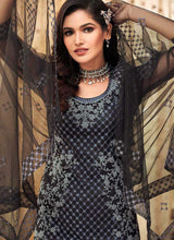 Load image into Gallery viewer, Black Floral Embroidered Designer Pant Style Suit fashionandstylish.myshopify.com