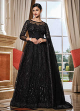 Load image into Gallery viewer, Black Floral Embroidered Stylish Lehenga/ Pant Style Anarkali fashionandstylish.myshopify.com