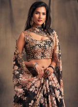 Load image into Gallery viewer, Black Floral Printed Stylish Embroidered Lehenga Choli fashionandstylish.myshopify.com