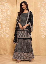 Load image into Gallery viewer, Black Heavy Embroidered Designer Sharara Style Suit fashionandstylish.myshopify.com