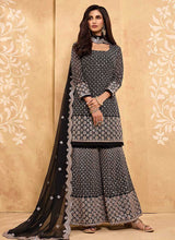 Load image into Gallery viewer, Black Heavy Embroidered Designer Sharara Style Suit fashionandstylish.myshopify.com