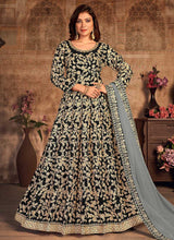 Load image into Gallery viewer, Black Heavy Embroidered Designer Velvet Anarkali Suit fashionandstylish.myshopify.com