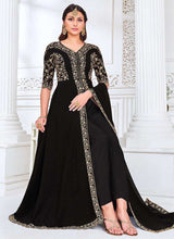 Load image into Gallery viewer, Black Heavy Embroidered High Slit Anarkali Suit fashionandstylish.myshopify.com