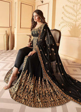 Load image into Gallery viewer, Black Heavy Embroidered High Slit Style Anarkali fashionandstylish.myshopify.com