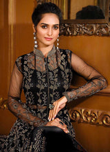 Load image into Gallery viewer, Black Heavy Embroidered High Slit Style Designer Suit fashionandstylish.myshopify.com