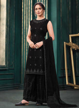 Load image into Gallery viewer, Black Heavy Embroidered Jacket Style Palazzo Suit fashionandstylish.myshopify.com