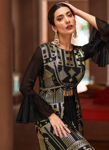 Black Heavy Embroidered Jacket Style Suit