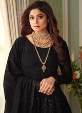 Load image into Gallery viewer, Black Heavy Embroidered Kalidar Anarkali Suit fashionandstylish.myshopify.com