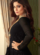 Load image into Gallery viewer, Black Heavy Embroidered Kalidar Anarkali Suit fashionandstylish.myshopify.com
