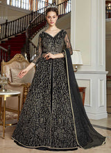 Load image into Gallery viewer, Black Heavy Embroidered Lehenga/ Pant Style Anarkali fashionandstylish.myshopify.com