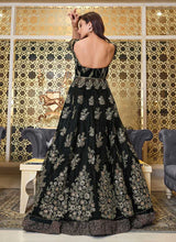 Load image into Gallery viewer, Black Heavy Embroidered Lehenga Style Anarkali fashionandstylish.myshopify.com