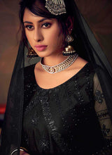 Load image into Gallery viewer, Black Heavy Embroidered Net Sharara Style Suit fashionandstylish.myshopify.com