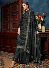 Load image into Gallery viewer, Black Heavy Embroidered Sequins Work Designer Palazzo Suit fashionandstylish.myshopify.com