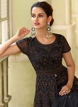 Load image into Gallery viewer, Black Heavy Embroidered Slit Style Anarkali