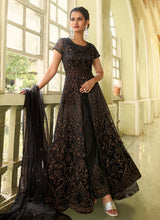 Load image into Gallery viewer, Black Heavy Embroidered Slit Style Anarkali