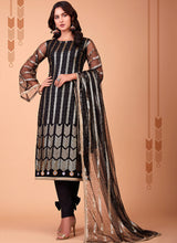 Load image into Gallery viewer, Black Sequin Embroidered Straight Pant Suit