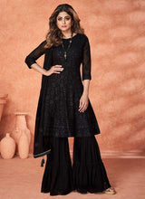 Load image into Gallery viewer, Black Stylish Embroidered Gharara Suit fashionandstylish.myshopify.com