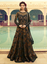 Load image into Gallery viewer, Black and Beige Embroidered Gown Style Anarkali Suit fashionandstylish.myshopify.com