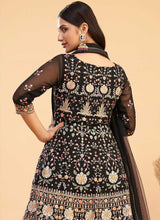 Load image into Gallery viewer, Black and Gold Floral Embroidered Stylish Pant Suit fashionandstylish.myshopify.com