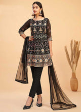 Load image into Gallery viewer, Black and Gold Floral Embroidered Stylish Pant Suit fashionandstylish.myshopify.com