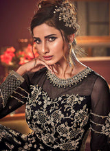 Load image into Gallery viewer, Black and Gold Heavy Embroidered Gown Style Anarkali Suit fashionandstylish.myshopify.com