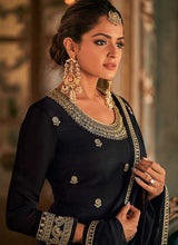Load image into Gallery viewer, Black and Gold Heavy Embroidered Stylish Palazzo Suit fashionandstylish.myshopify.com