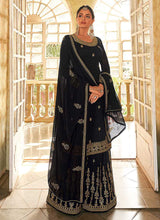 Load image into Gallery viewer, Black and Gold Heavy Embroidered Stylish Palazzo Suit fashionandstylish.myshopify.com