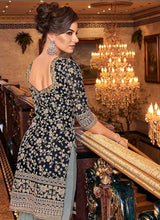 Load image into Gallery viewer, Black and Grey Embroidered Sharara Style Suit fashionandstylish.myshopify.com