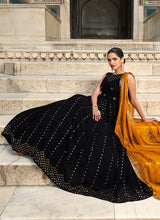 Load image into Gallery viewer, Black and Mustard Sequin Embroidered Anarkali
