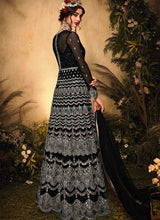 Load image into Gallery viewer, Black and Silver Heavy Embroidered Kalidar Lehenga Style Anarkali fashionandstylish.myshopify.com