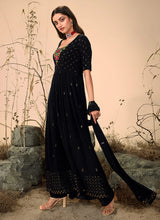 Load image into Gallery viewer, Black color Embroidered Stylish Palazzo Suit