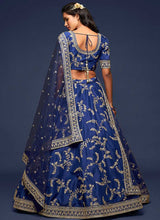 Load image into Gallery viewer, Blue And Gold Silk Embroidered Stylish Lehenga Choli fashionandstylish.myshopify.com