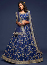 Load image into Gallery viewer, Blue And Gold Silk Embroidered Stylish Lehenga Choli fashionandstylish.myshopify.com