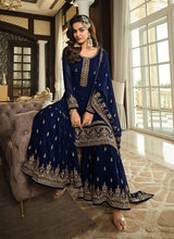 Load image into Gallery viewer, Blue Color Heavy Embroidered Gharara Style Suit