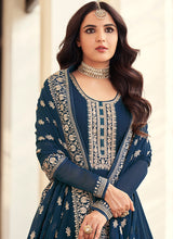 Load image into Gallery viewer, Blue Embroidered Designer Anarkali Suit