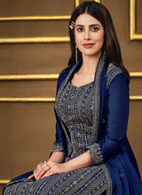Load image into Gallery viewer, Blue Embroidered Fashionable Pant Style Suit fashionandstylish.myshopify.com