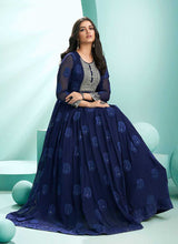 Load image into Gallery viewer, Blue Embroidered Stylish Kalidar Anarkali Suit fashionandstylish.myshopify.com
