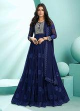 Load image into Gallery viewer, Blue Embroidered Stylish Kalidar Anarkali Suit fashionandstylish.myshopify.com