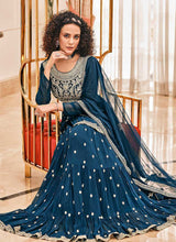 Load image into Gallery viewer, Blue Embroidered Stylish Sharara Style Suit fashionandstylish.myshopify.com