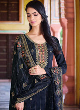 Load image into Gallery viewer, Blue Embroidered Stylish Straight Pant Suit fashionandstylish.myshopify.com